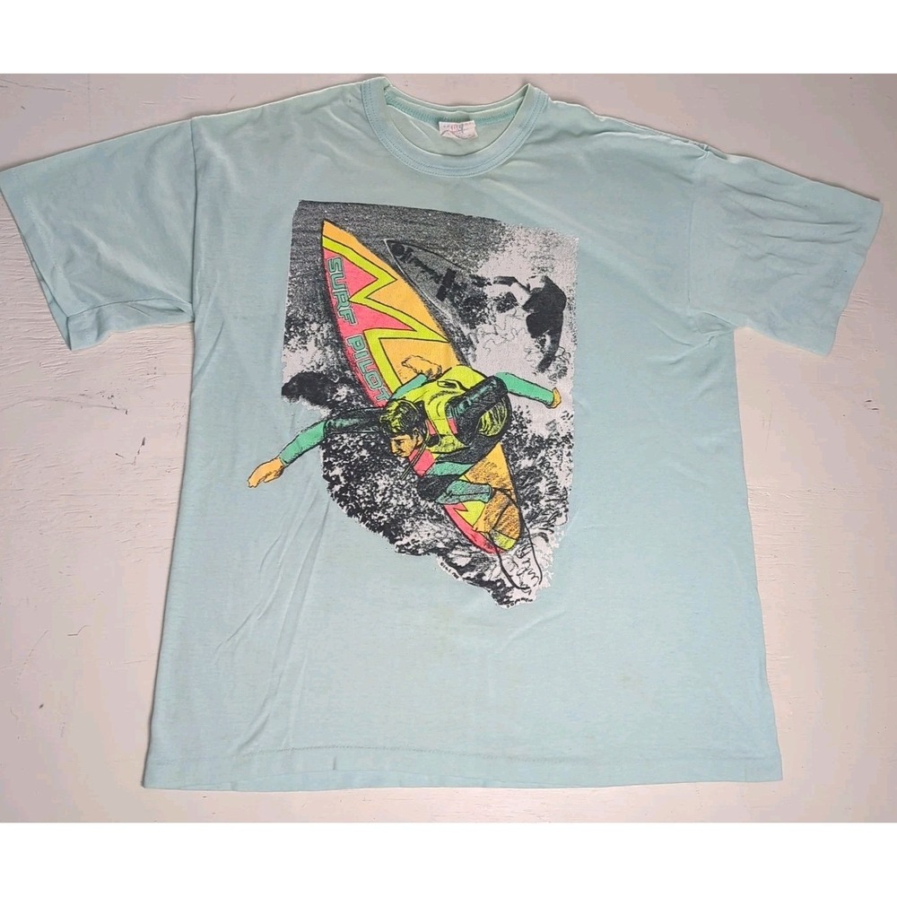 Vintage 1988 surfing J. Oppenheim Surf  Single Stitch XL Seafoam Rare‎